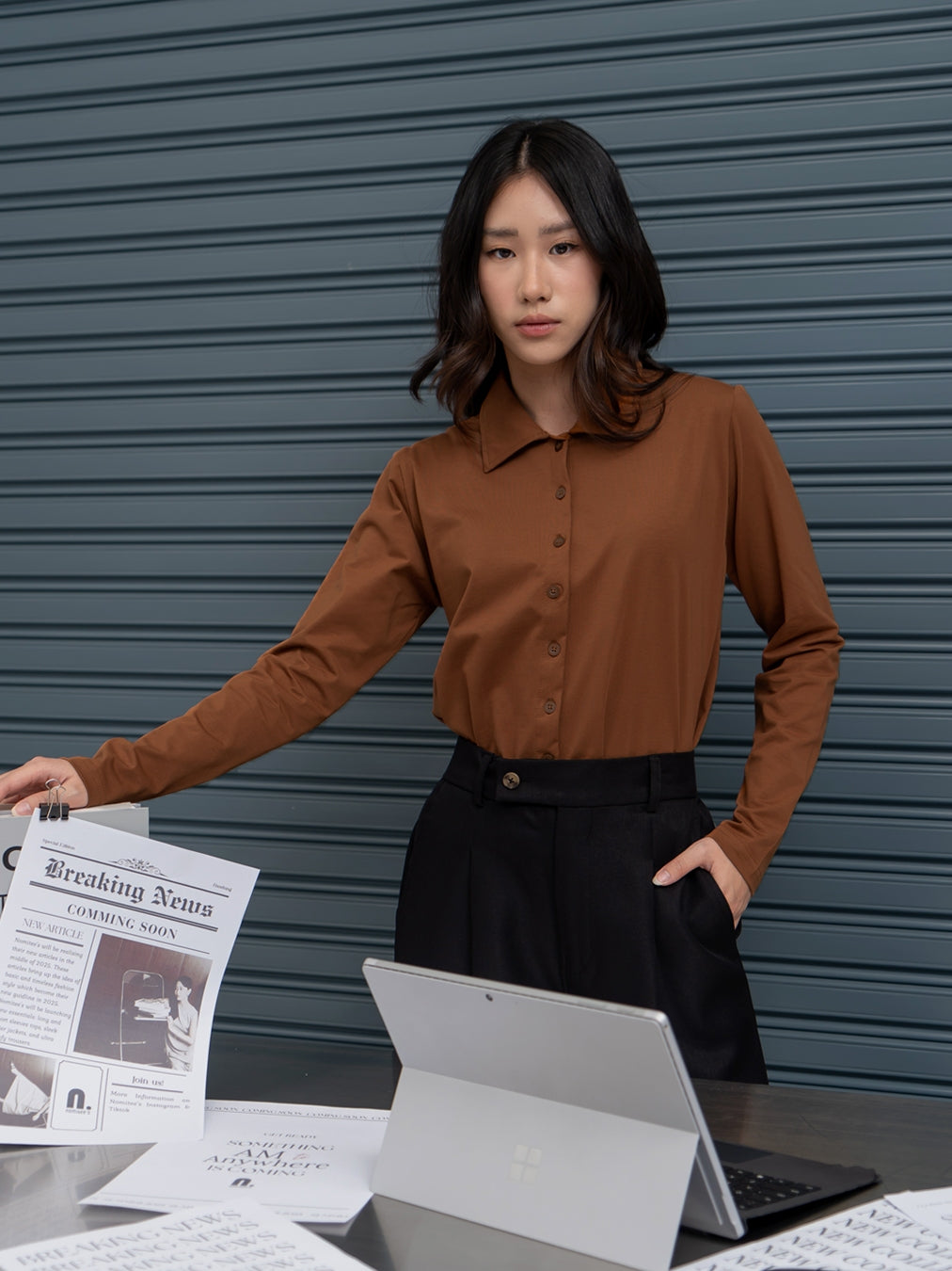 Nomitee's Kimora Top Atasan Wanita Lengan Panjang
