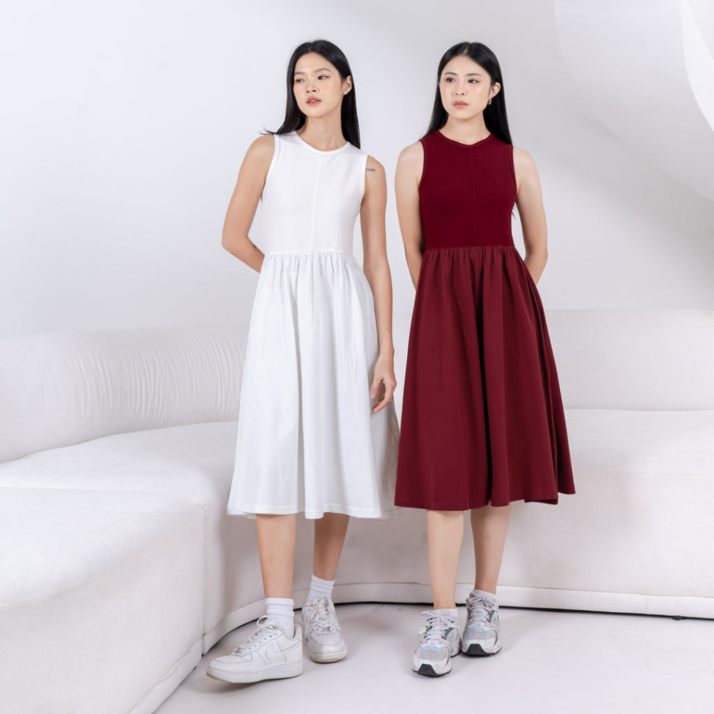 Nomitee's Winnie Dress | Midi Dress Tanpa Lengan