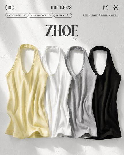 Nomitee's Zhoe Top Atasan Wanita Tanpa Lengan